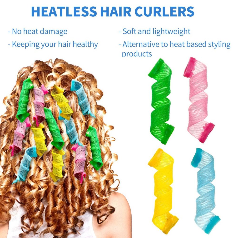 Magic Heatless Hair Curlers 18 + wand NEW